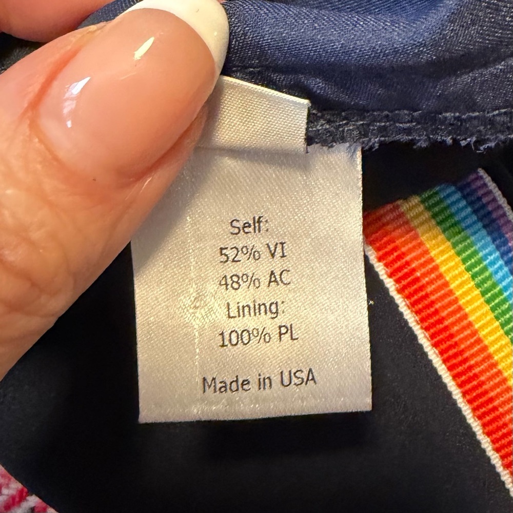 La Ligne Le Tuxedo Pant with Rainbow Stripe 0 Navy Blue Flare Sporty Pride - Picture 11 of 11